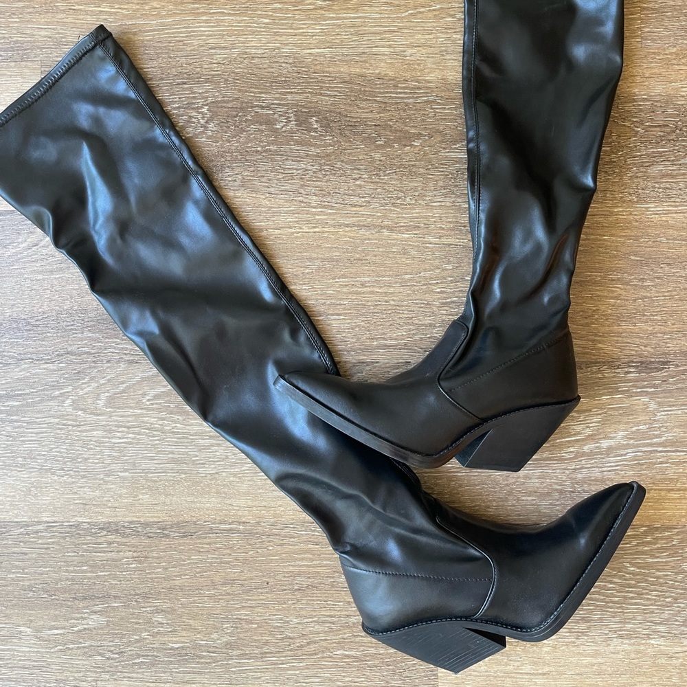 Zara over the knee leather boots